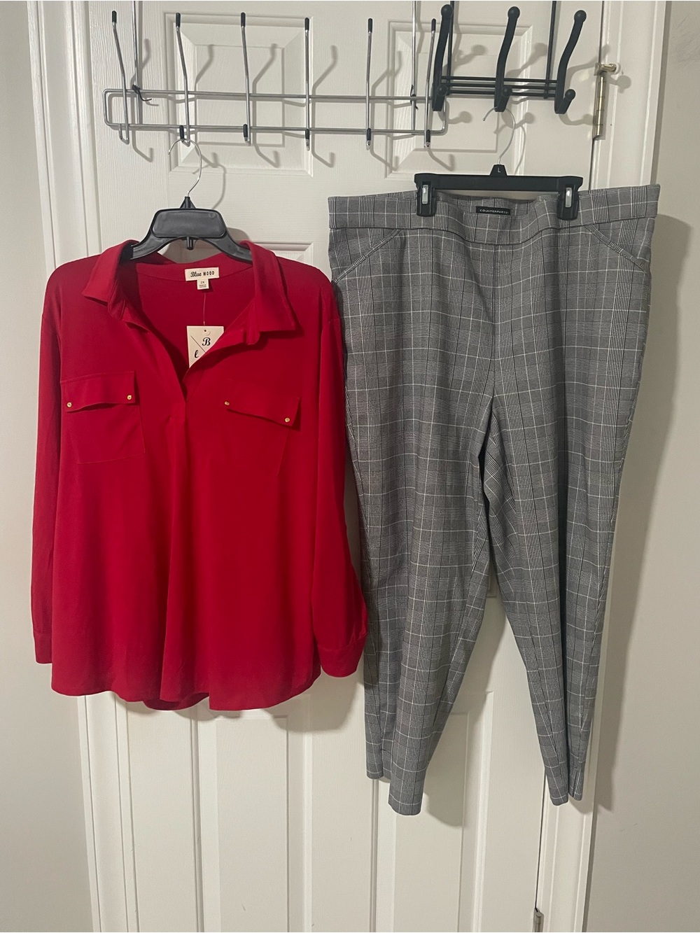 Blue mood 2x  Red Button-Accent Blouse counterparts 22w pants